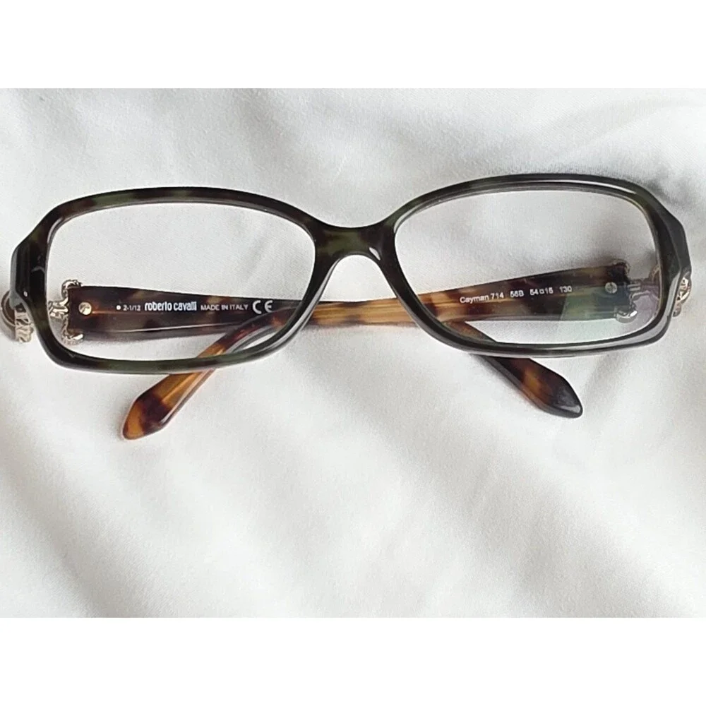 Roberto Cavalli Cayman 714 56B Eyeglass Frames Tortoise Green Havana Italy 54-15